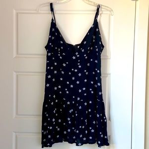 Black with white flower short dress